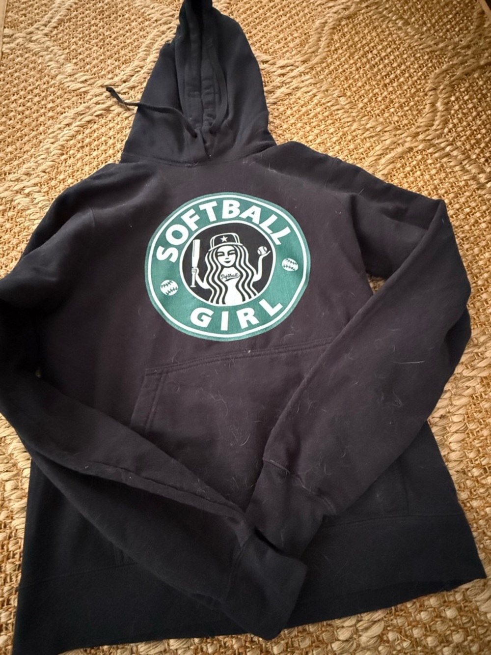 Softball Girl Black Graphic Hoodie